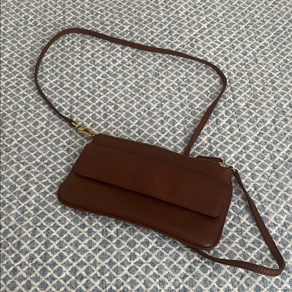 Elegant Brooks Brothers Brown Leather Crossbody Bag